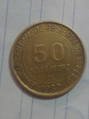 Monedea 50 Soles Oro Perúaño 1880 