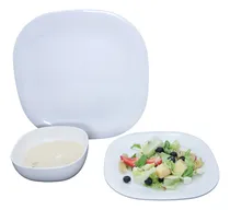Comprar Vajilla De 18 Pzs De Melamina Cuadrada 6 Personas Blanco Vajilla Cuadrada Melamina