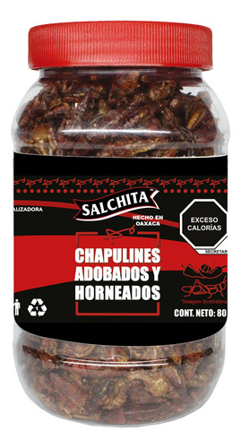 Chapulines Horneados Y Despatados Sabor Adobo 6 Botes 80g