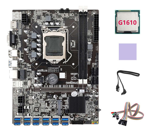 Placa Madre B75 Eth Mining, 12 Unidades Usb, Cpu G1610, Cabl