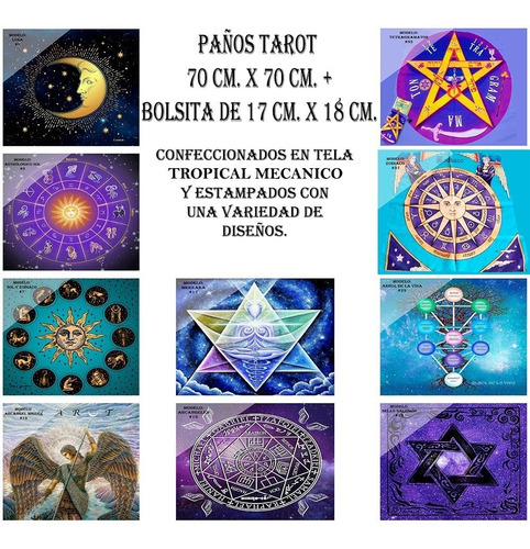 Imagen 5 de 10 de Pack Tarot Combo Paño Mazo Palo Santo Cuarzos