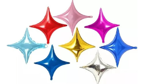 15 Globos Metalicos Estrellas De 4 Puntas # 10 25 Cm Centro