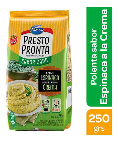 Polenta Presto Pronta Saborizada Espinaca A La Crema 250 Grs