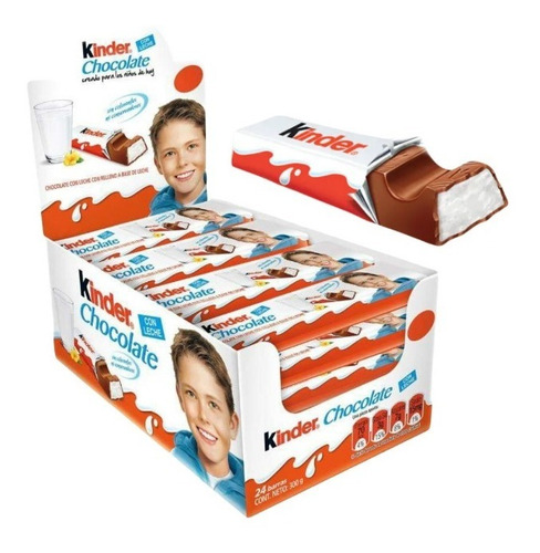 Imagen 1 de 3 de Kinder Chocolate Con Leche 24 Piezas