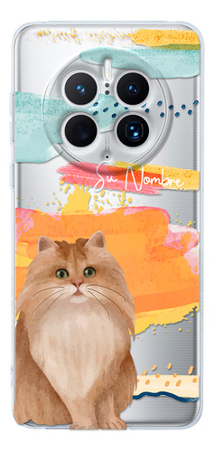 Funda Para Huawei Mujer Gatito Siberiano Acuarela Con Nombre