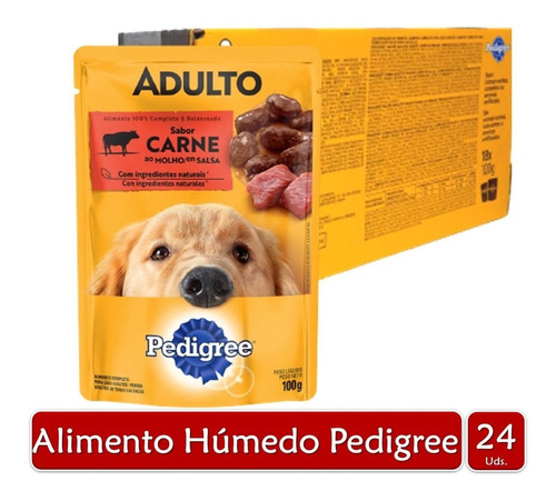 Imagen 1 de 2 de Pedigree Alimento Húmedo Para Perros Cachorro Res 100g X24ud