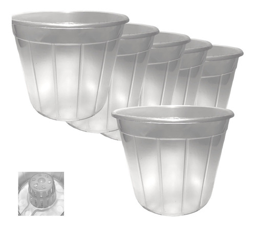 6 Vaso Plastico 14cm Para Orquidea Transparente Promoção