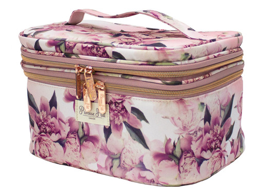 Imagen 2 de 2 de Organizador De Maquillaje Grande Floral Rosa A013112gumx