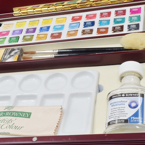 Imagen 5 de 6 de Acuarelas Profesional Daler Rowney Set De Madera 30 Pastilla
