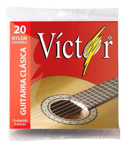 Juego De Cuerdas Victor Para Guitarra Nylon Negro Con Borla