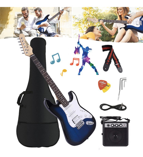 Paquete Guitarra Eléctrica Y Amplificador +accesorios+bolsos