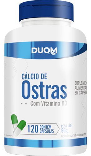 Calcio De Ostras Com Vitamina D - 120 Cápsulas 750mg - Duom