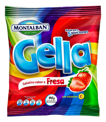 Mezcla Gelatina Fresa Montalban 90gr 8638 1.25 Ml.