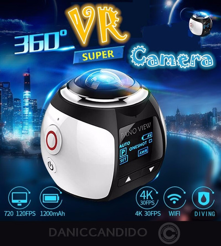 Super Câmera 360° Ultra + Case A Prova D'água + Acessórios.