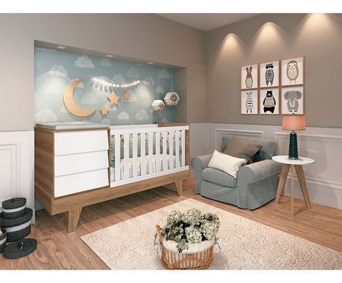 Cuna 3 En 1 Con Comoda Noah Prince - Be Design