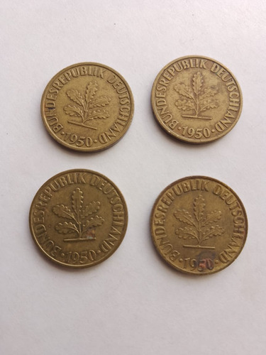 Moneda Alemana 10 Pfennig 1950, Seca D, G, J Y F