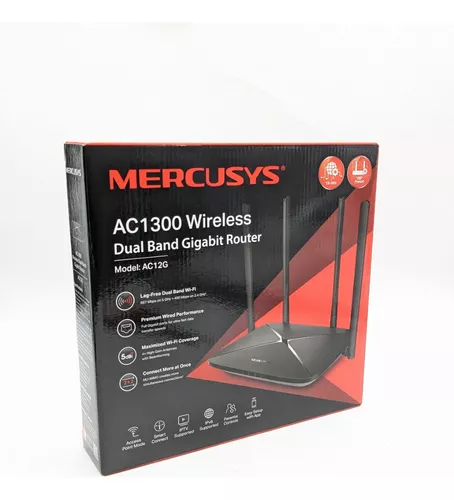 Router mercusys ac12 inalámbrico 867 mbit/s 4 antenas negro (caja abierta)