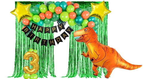 Kit Decorativo Fiesta Globos Dinosaurio X 50 Pcs