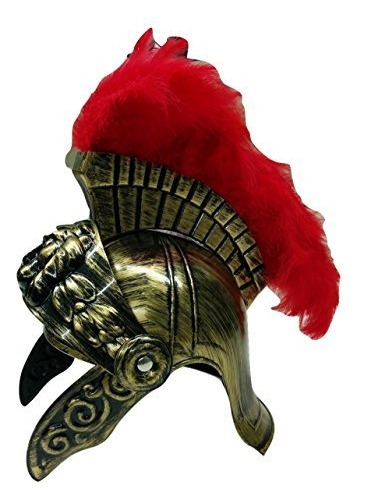 Casco Romano Con Pluma Roja Pluma, Cascos De Disfraz De Glad