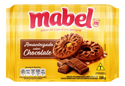 Biscoito Amanteigado Chocolate Mabel Pacote 330g