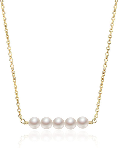 Delicados Collares De Perlas Para Mujer, Chapado En Oro De 1