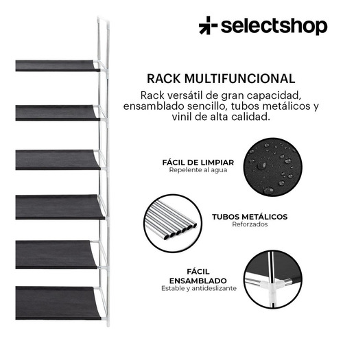 Zapatera Organizador 18 Pares Mueble Armable Rack Multiusos SelectShop Color Gris
