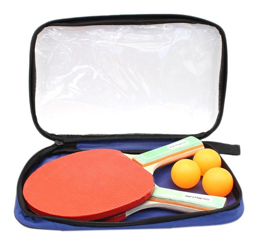 Set 2 Paletas Ping Pong Estuche + 3 Pelotas - Ps Color Rojo