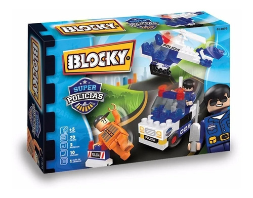 Bloques Para Armar Blocky Super Policía 2 Muñecos 70 Piezas