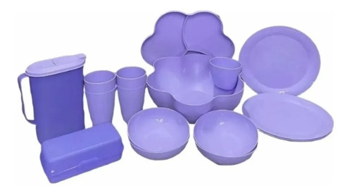 Conjunto 16 Peças Lilás Tupperware Tigela Copo Jarra Pratos Lilás