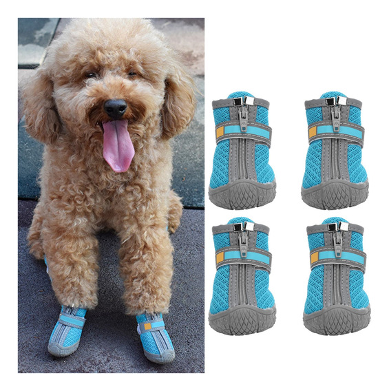 4 Unidslote Zapatos Para Perro Mascota Cachorro Malla Trans 