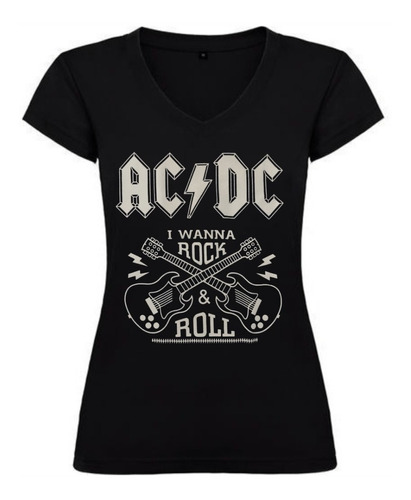 Camiseta Dama Acdc I Wanna Rock