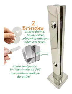 5 Coluna Torre Aço Inox 60cm Guarda Corpo Para Sacada Corrimão Blindex Pronta Inox 304