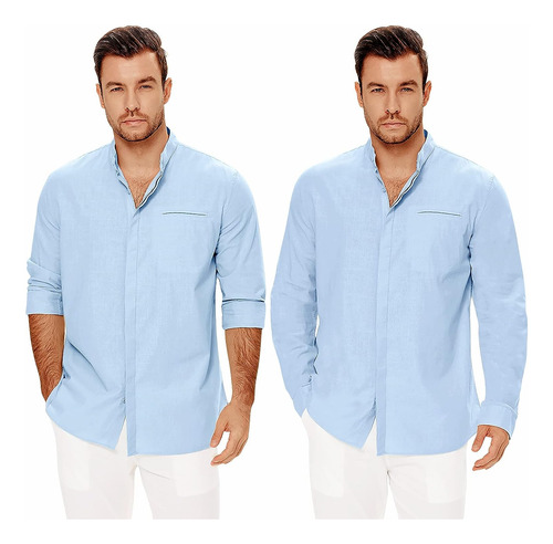 Jekaoyi Hombres Botones Casuales Down Coder Camisa De Lino C