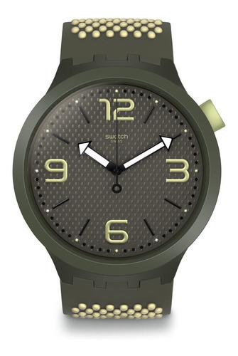 Reloj Swatch Bbblanco So27m102 Color Del Fondo Negro Color De La Correa Verde Musgo Y Beige