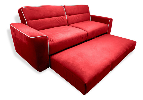 Sofá Cama Sillón Sala Hogar Minimalista 3 Posiciones Rojo Liso