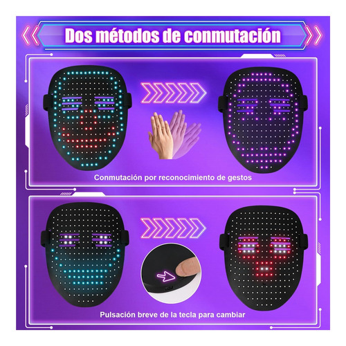 Máscara Led Com Detecção De Gestos, Led Eletrônico Digital