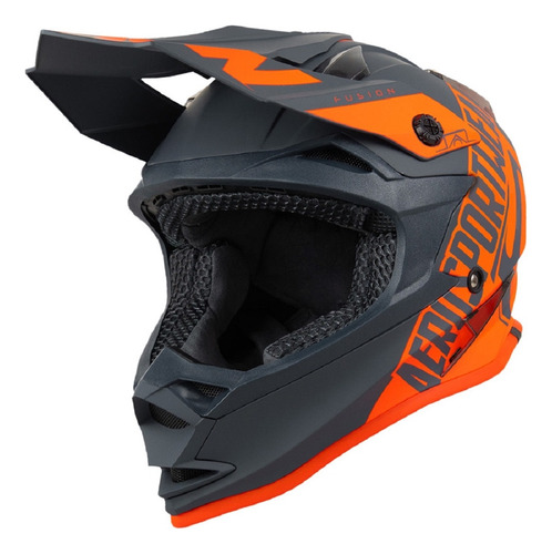 Capacete Asw Fusion Sawn Laranja/cinza Cross Promoção