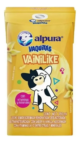 Leche Alpura Vaquitas Lechitas Sabor Vainilla 12 Pzs 190 Ml