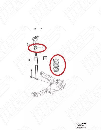 Coifa E Batente Amortecedor Traseiro Volvo S40 T5 2004-2010