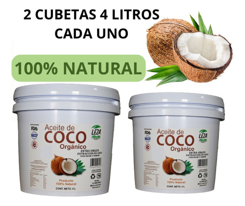 Aceite De Coco Prensado En Frio Con Olor Y Sabor Cubeta 4 L