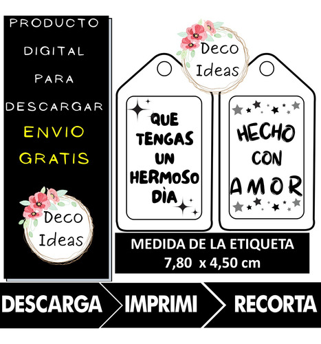 Imagen 3 de 5 de Kit Imprimible 01 Frases Positivas Tarjetas Topper Stikers