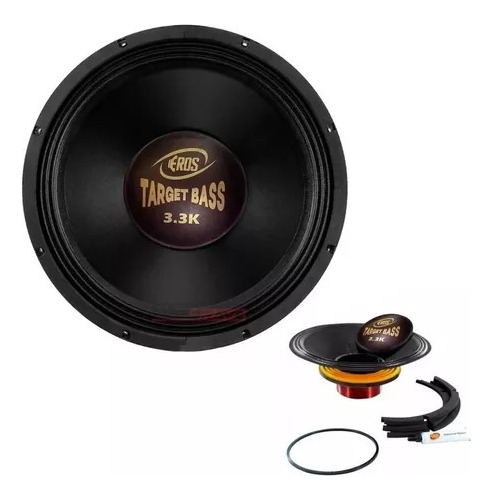 Kit Reparo Alto Falante Eros E15 Target Bass 3.3k 4 Ohms Cor Preto