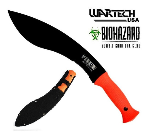 Cuchillo Bowie Kukri Biohazard Zombie Survival 40cm Campismo