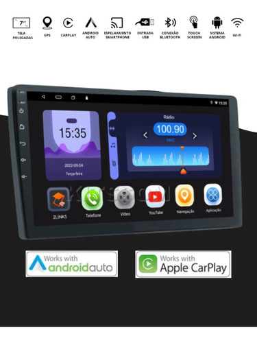 Multimidia 9 Pol/ Android, Car Play E Android Auto Jr8