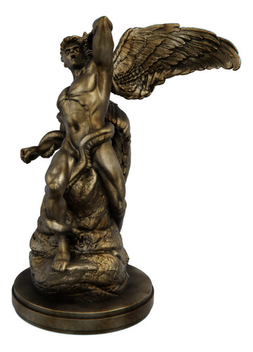 Estátua Lúcifer Invicto Anjo Caído - Resina Cor Cor Ouro Velho
