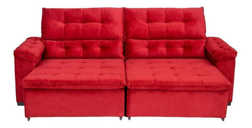 Sofá Retrátil Reclinável 4 Lugares Arezzo 2,44m Vermelho