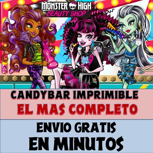 Kit Imprimible Candy Bar Monster High El Mas Completo