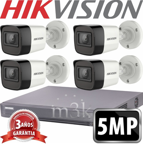 Imagen 1 de 10 de Kit Seguridad Hikvision Dvr 4k 4ch + 4 Camaras 5mp Ext