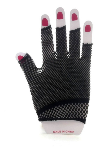 Imagen 3 de 8 de Guantes Mitones De Red Dedos Cortados Negros Por Par