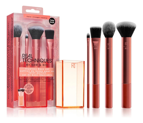 Real Techniques Flawless Base Kit 4 Pinceis + Brush Cup